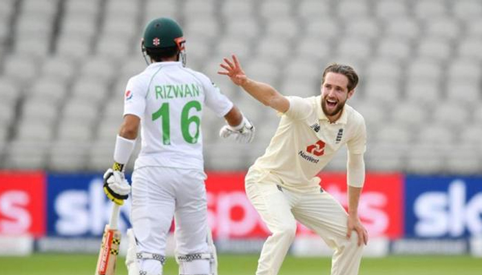 Englands Chris Woakes appeals during a match against Pakistan. — Reuters/File