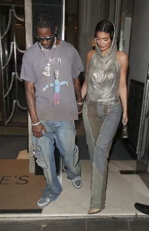 Kylie Jenner rocks glittery metallic top on a date night with beau Travis Scott