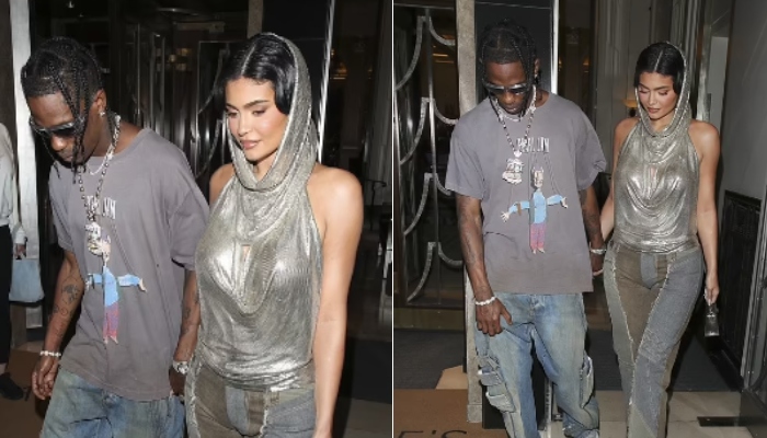 Kylie Jenner rocks glittery metallic top on a date night with beau Travis Scott
