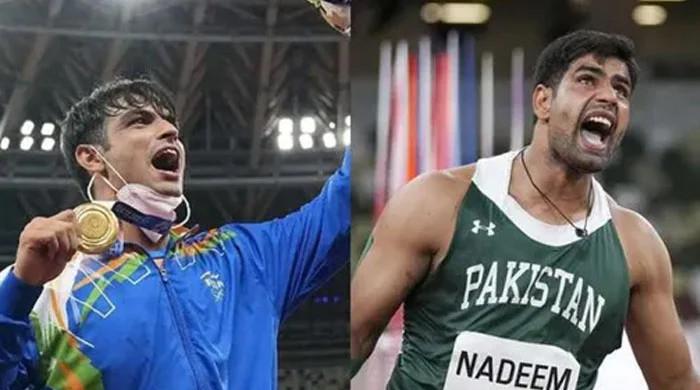 India's Neeraj Chopra congratulates Pakistan's Arshad Nadeem on CWG victory 