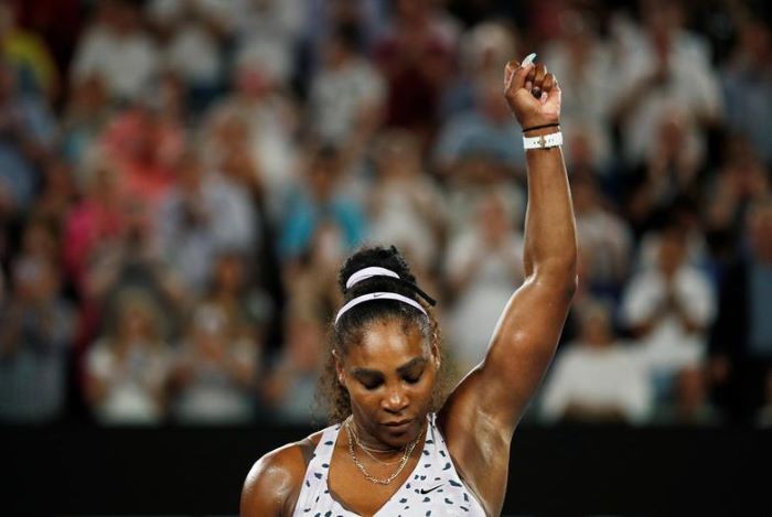 Serena Williams celebrates after the match against Slovenias Tamara Zidansek during the Australian Open in Melbourne, Australia, January 22, 2020. — Reuters