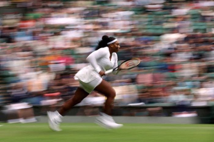 Serena Williams in action during her first round match against Frances Harmony Tan at Wimbledon in London, Britain, June 28, 2022. — Reuters