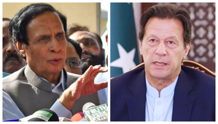 Chief Minister Punjab Pervez Elahi (left) and PTI Chairman Imran Khan. — APP/PID/File