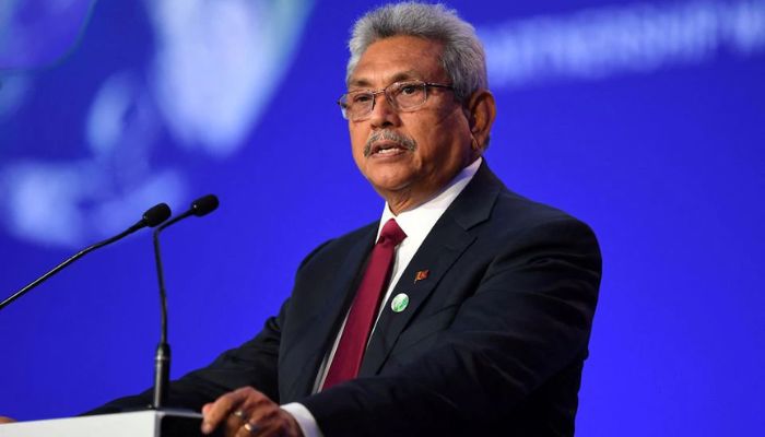 More than eight months before an economic crisis and mass protests prompted him to flee Sri Lanka, President Gotabaya Rajapaksa presented his national statement during the World Leaders Summit at the UN Climate Change Conference (COP26) in Glasgow, Scotland, Britain November 1, 2021. Photo: Reuters