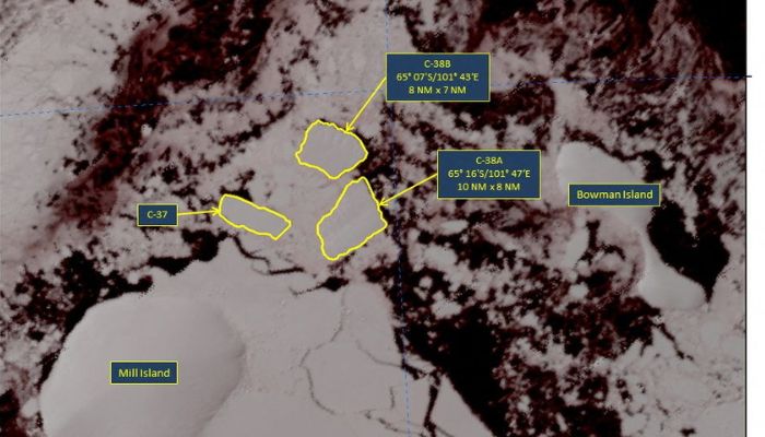 NASA Modis satellite image of an Antarctic ice shelf taken March 21, 2022 in this handout image obtained March 25, 2022. Photo: Reuters