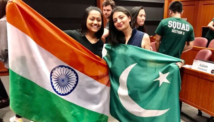 Image showing Sneha Biswas with her Pakistani counterpart. —  Linked/Sneha Biswas