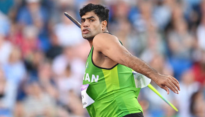 Arshad Nadeem captured the moment before his throw in the Javelin-throwing competition in the Commonwealth Games. Photo: Twitter