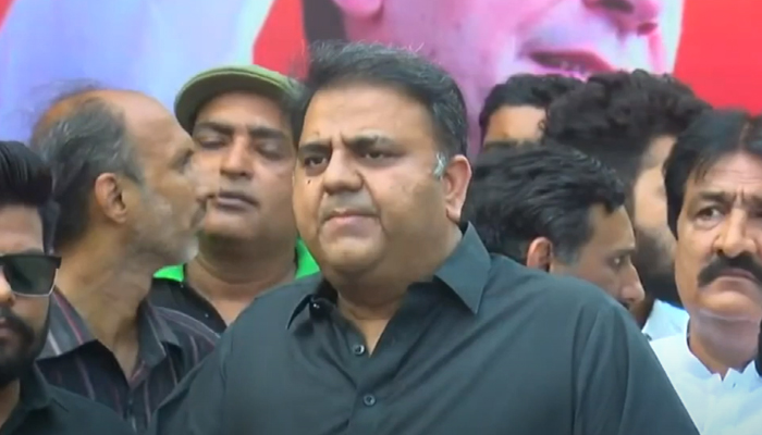 PTI Senior Vice President Fawad Chaudhry addressing a press conference in Lahore, on August 13, 2022. — YouTube/HumNewsLive