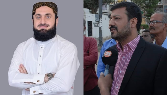 JUI-Fs general secretary Haji Aminullah (left) and MQM-Ps Moeed Anwar. — Twitter