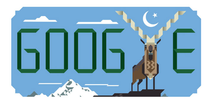 گوگل نے 2013 میں پاکستان کے یوم آزادی کے موقع پر مارخور کے اس ڈوڈل کو قومی رنگوں کے ساتھ شیئر کیا تھا۔