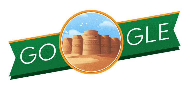 گوگل نے 2021 میں پاکستان کے یوم آزادی کے موقع پر ڈیراوڑ قلعہ، چولستان کا یہ ڈوڈل شیئر کیا۔