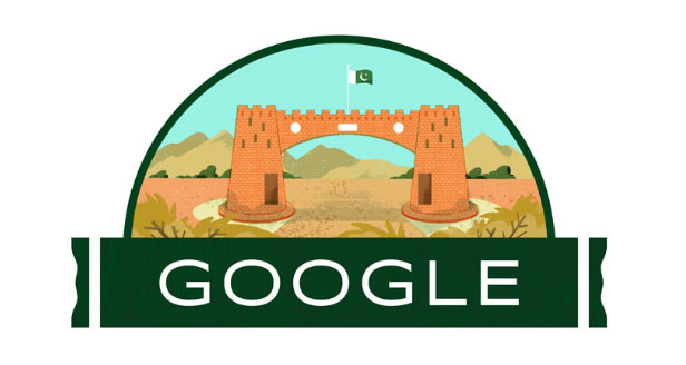 گوگل نے 2019 میں پاکستان کے یوم آزادی کے موقع پر بابِ خیبر کا یہ ڈوڈل شیئر کیا۔