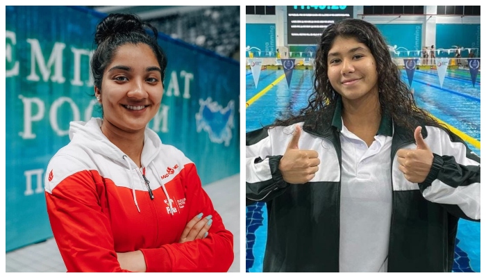 Pakistani swimmers Bismah Khan and Jehanara Nabi. —  Reporter