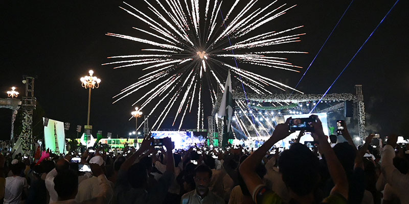 People watch beautiful fireworks amid celebrations. — AFP