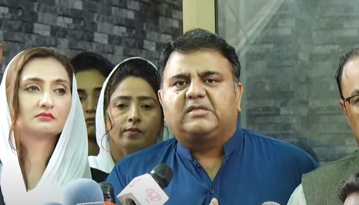 PTI Senior Vice President Fawad Chaudhry speaks during a press conference in Islamabad, on August 15, 2022. — YouTube/HumNewsLive