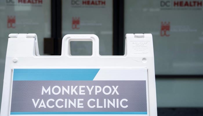 This photo taken on August 5, 2022, shows a sign for a Monkeypox vaccine clinic in Washington, DC, US. — AFP/File