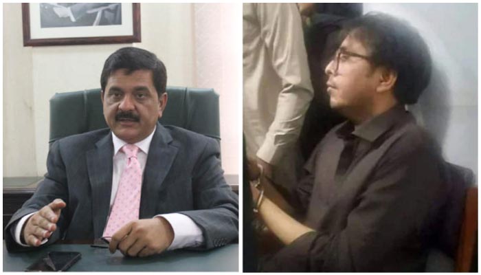 Punjab Home Minister Hashim Dogar (L) and PTI chairperson Imran Khan’s chief of staff Shahbaz Gill. — Twitter/Screengrab