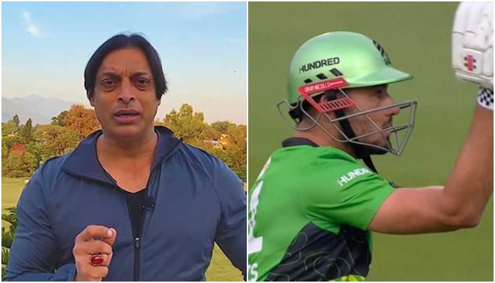 Former Pakistani bowlerShoaib Akhtar andAustralian cricketer Marcus Stoinis. —YouTube/Twitter