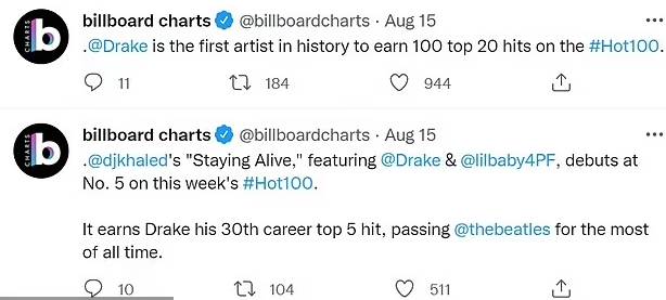 Drake surpasses The Beatles with new Billboard Hot 100 record
