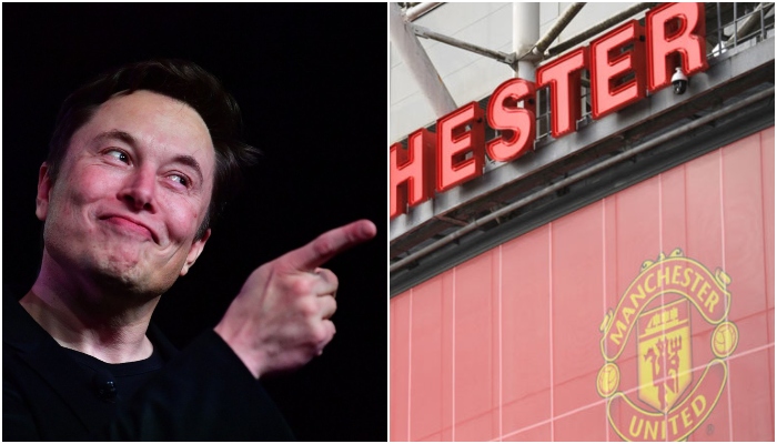 Tesla CEO Elon Musk and a view of Manchester Uniteds Old Trafford stadium in Manchester. — AFP/File