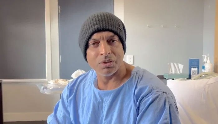 Pakistans legendary bowler Shoaib Akhtar speaks during a video released on social media, on August 6, 2022, from a hospital in Australia. — Twitter/shoaib100mph