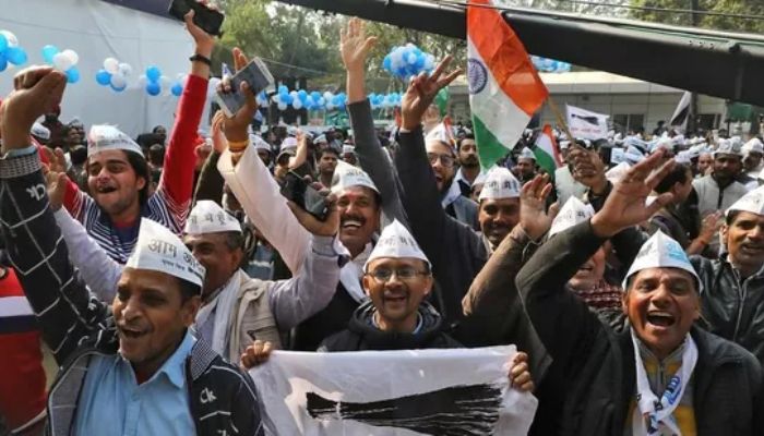 Supporters of the Aam Aadmi Party. — Reuters