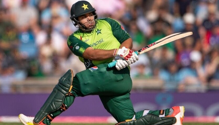 Pakistans right-handed batter Azam Khan hits a shot in this undated photo. — AFP/File