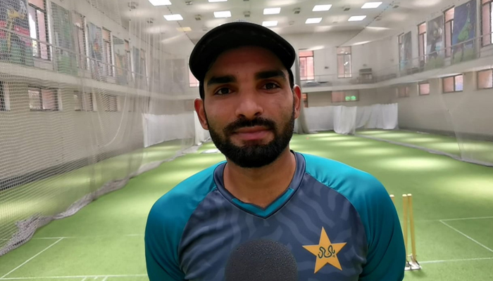 Pakistans hard-hitting batter Asif Ali speaks during an interview with Geo News in Lahore, on August 20, 2022. — Geo News