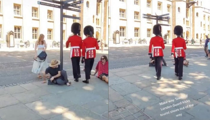 Queen’s guards kick ‘arrogant’ tourist’s shoes out of the way