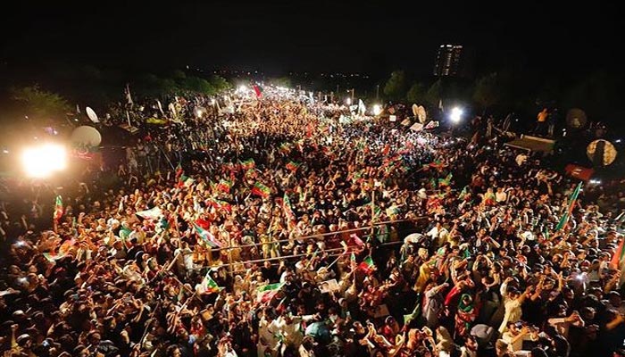 PTI supporter and workers gathered at F-9 park on party chief Imran Khans call. — Instagram