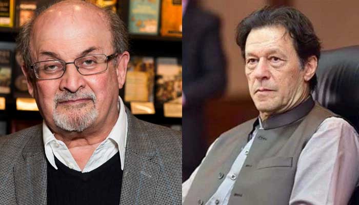 Controversial authorSalman Rushdie (left) and PTI Chairman Imran Khan. Photo: Twitter/file