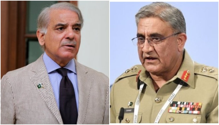 Prime Minister Shehbaz Sharif (L) andChief of Army Staff (COAS) General Qamar Javed Bajwa. — APP/File