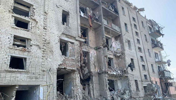 A view shows a residential building damaged by a Russian missile strike, amid Russia’s attack on Ukraine, in Voznesensk, Mykolaiv region, Ukraine August 20, 2022 — Reuters