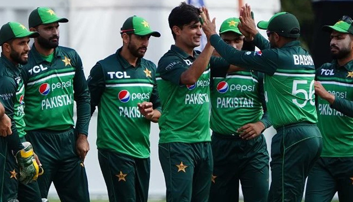 The Pakistani team celebrating after taking a wicket against the Netherlands in Rotterdam, on August 21, 2022. — PCB
