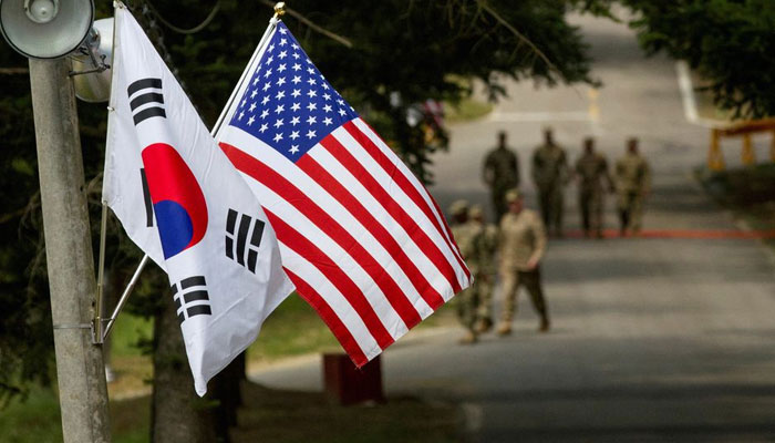The South Korean and American flags fly next to each other at Yongin, South Korea, August 23, 2016. Picture taken on August 23, 2016. Courtesy Ken Scar/US. — Reuters