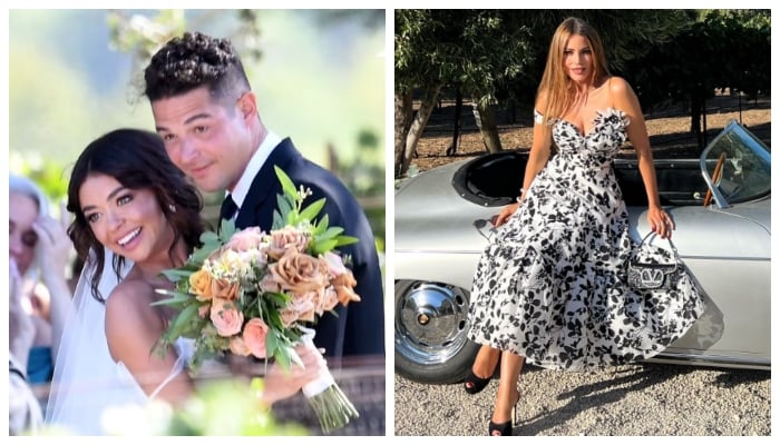Sofia Vergara makes a stylish appearance at Sarah Hyland-Wells Adams wedding reception