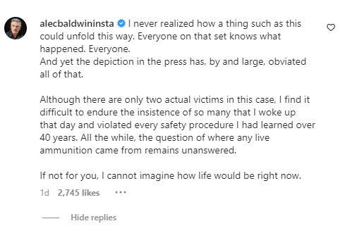 Alec Baldwin expresses disappointment at media’s response to Rust shooting incident: Check out