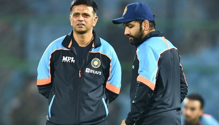 Indias coach Rahul Dravid (left) and their skipper Rohit Sharma. — Reuters/File