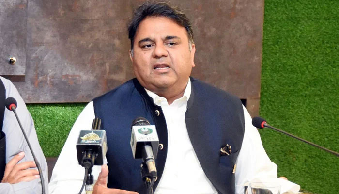 PTI leader Fawad Chaudhry speaking during a press conference. — PID