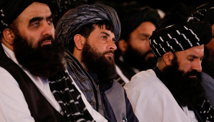 Taliban FM Amir Khan Muttaqi and other Taliban leaders. — AFP