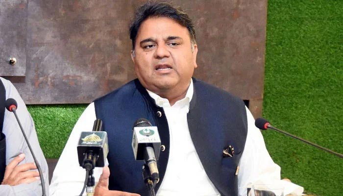 PTI leader Fawad Chaudhry speaking during a press conference. —PID/File