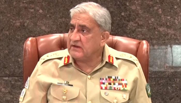 Chief of Army Staff (COAS) General Qamar Javed Bajwa speaking during 250th Corps Commanders’ Conference in Rawalpindi on August 25, 2022.