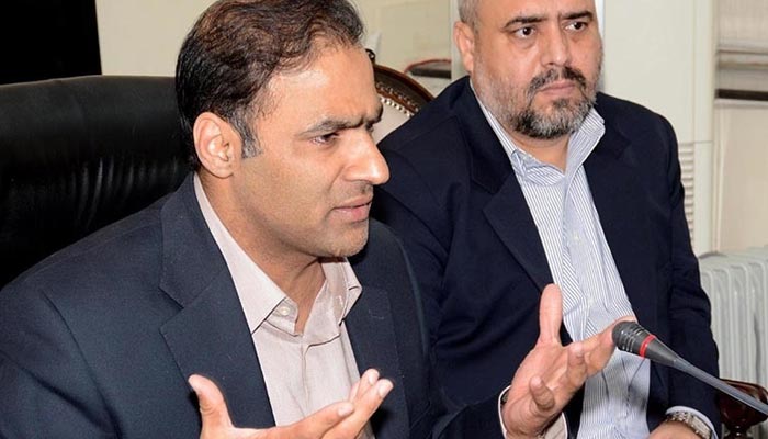 Minister of State for Water and Power Chaudhry Abid Sher Ali addressing a press conference. — INP/File
