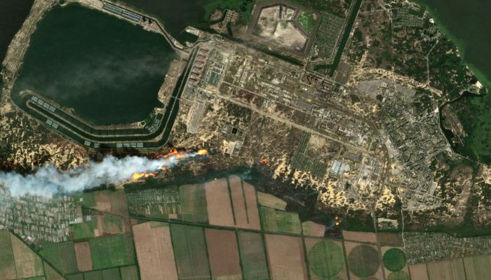 Overview of Zaporizhzhia nuclear power plant and fires, in Enerhodar in Zaporizhzhia region, Ukraine, August 24, 2022. — Reuters