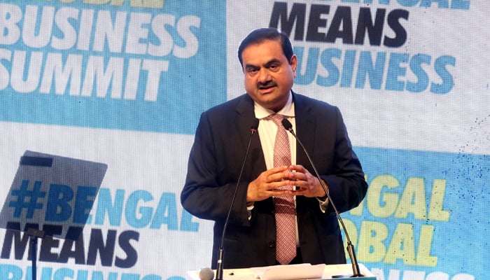 Indian billionaire Gautam Adani addresses delegates during the Bengal Global Business Summit in Kolkata, India April 20, 2022. — Reuters