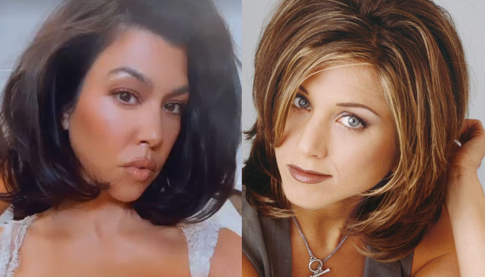 Kourtney Kardashian models Jennifer Aniston’s iconic Rachel hairdo