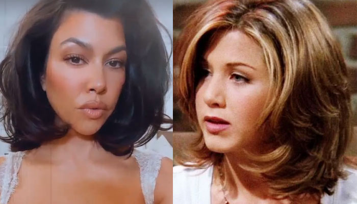 Kourtney Kardashian models Jennifer Aniston’s iconic Rachel hairdo