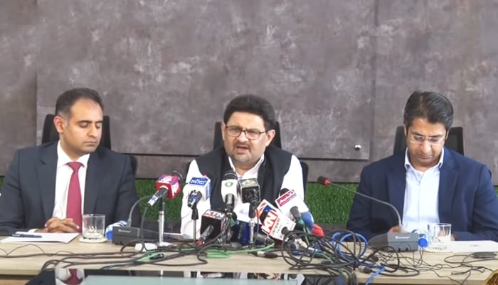 Finance Minister Miftah Ismail addresses a press conference in Islamabad, on August 26, 2022. — YouTube/PTVNewsLive