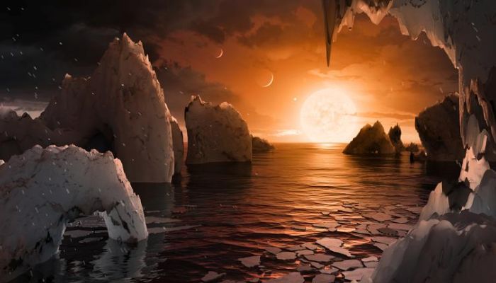 The possible surface of TRAPPIST-1f, one of seven discovered planets in the TRAPPIST-1 system that scientists using the Spitzer Space Telescope and ground based telescopes discovered. — NASA via reuters