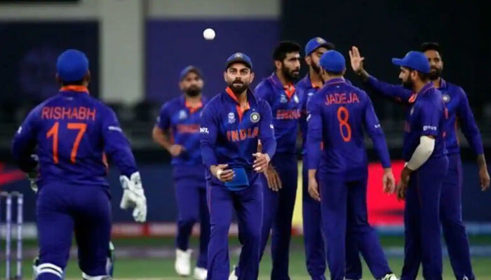 Indian cricketrs celebrate a wicket during T20 World Cup 2021. — Reuters/File